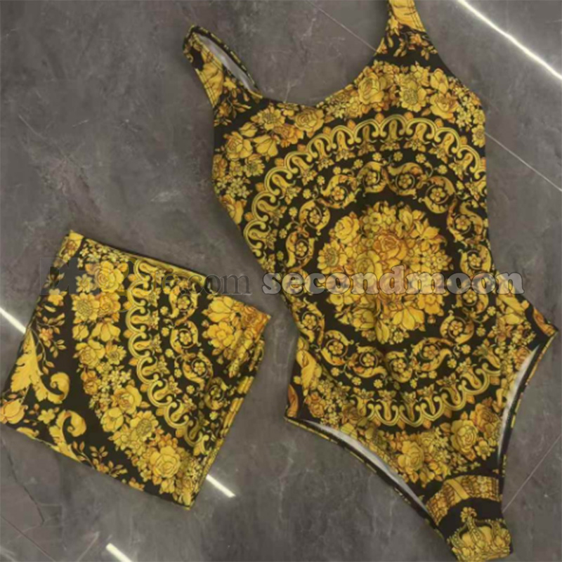 Women Floral Print Swimwear Designer Beach Vacation Wear One Piece Bathing Suit High Waist Swimming Suit