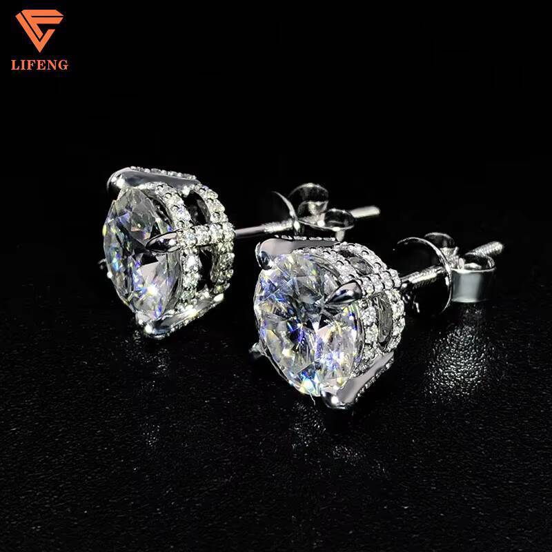Fine Jewelry Big Earring Custom 10mm Real Diamond 925 Sterling Silver 14K 18K Gold Plated Vvs Moissanite Stud Earrings for Men