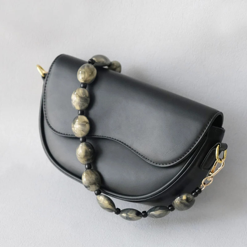 Fashion Woman Bag Accessory Detachable Vintage Grey Bead Chain Acrylic Bag Rope Strap Women Handbag Shoulder Handle Chains 251030