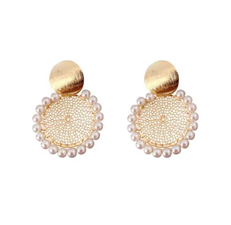 Xiyanike Geometric Round Pearl Earrings Temperature Online Celebrity Earrings Personalized Design Earrings New 2021 Y250401