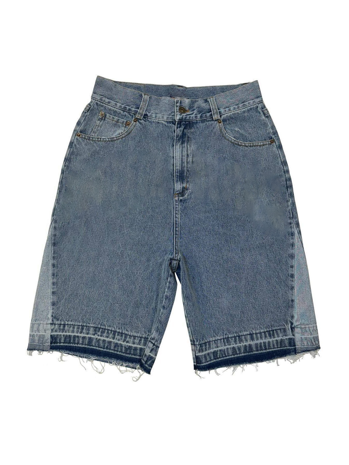 Men's Shorts American Street Embroidery High Waist Washed Denim Harajuku Retro Trendy Brand Oversized Jeans Men Y2k Goth Punk