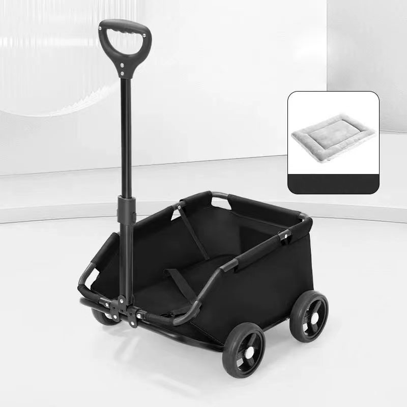 Dog stroller Small dog pet stroller out pull rod car foldable dog walking portable travel convenient four seasons available