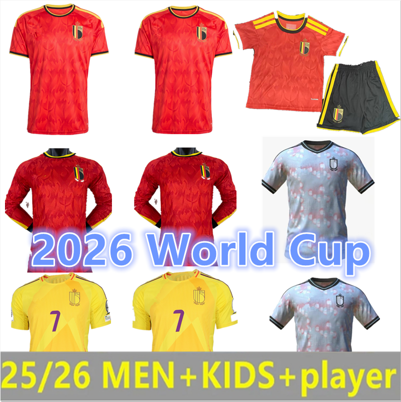 2026 BELGIUM soccer jerseys DE BRUYNE R. LUKAKU E. HAZARD 25 26 MERTENS BATSHUAYI TIELEMANS T.HAZARD Fans Player football shirt uniform