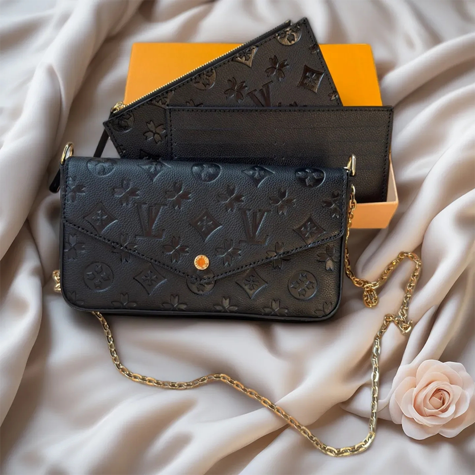 Designer Shoulder Bags 3/p Set Top Luxury Designer Wallet Shoulder Bag Women Classic Flower Pochette Felicie Bag Leather Clutch Tote Messenger bags