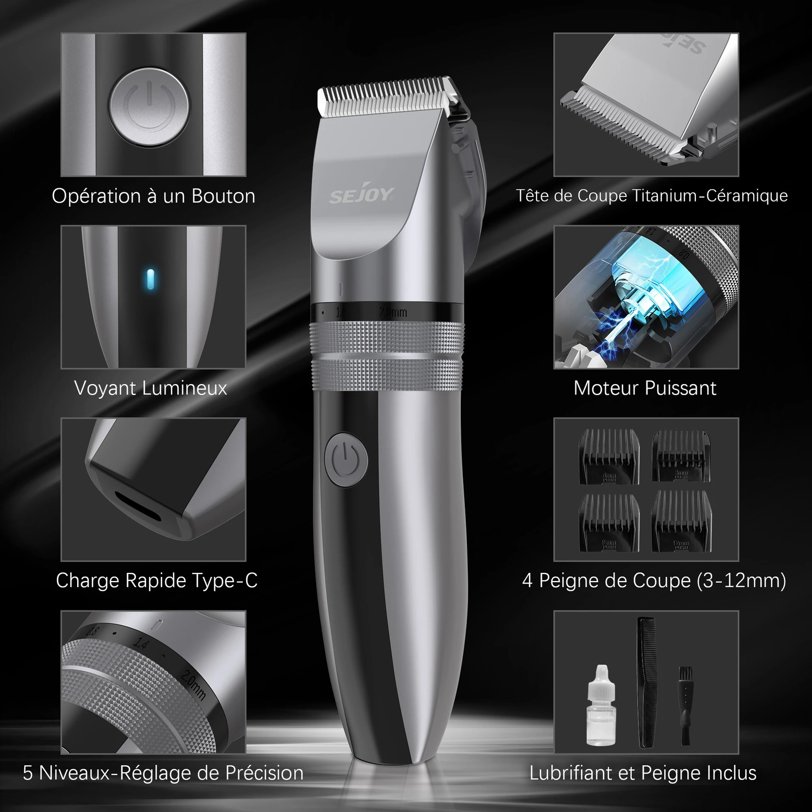 Sejoy Electric Hair Clippers Men Professional kit USB Rechargeable Mens Barber Hair Cutting Machine Beard Trimmer For Men Kids 251030