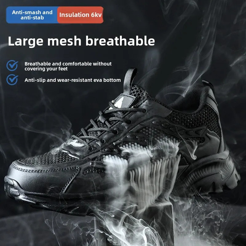 summer breathable safety shoes lightweight work shoes for men women working boots with plastic toe insulation 6KV work sneakers 251030