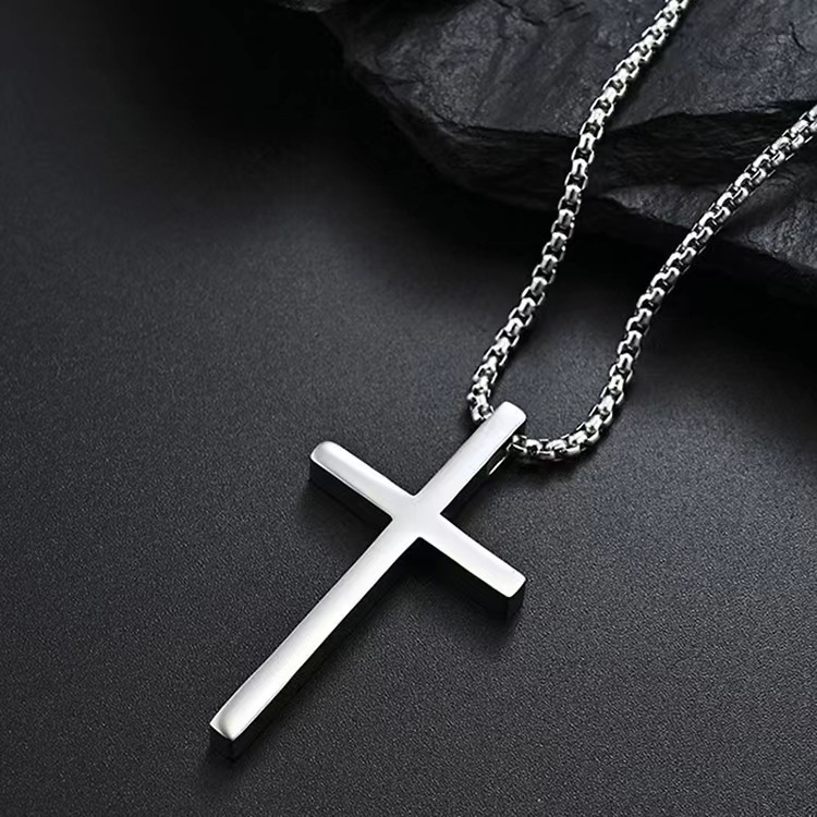 Minimalist Unisex Cross Pendant Necklace - Durable Stainless Steel, Silver