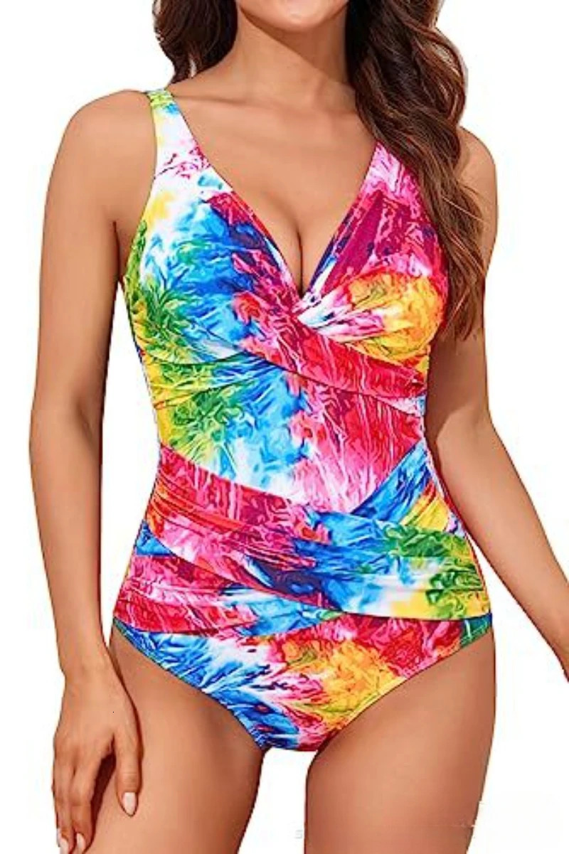 Retro onepiece swimsuit sexy printed womens summer Monokini bohemian 250402m