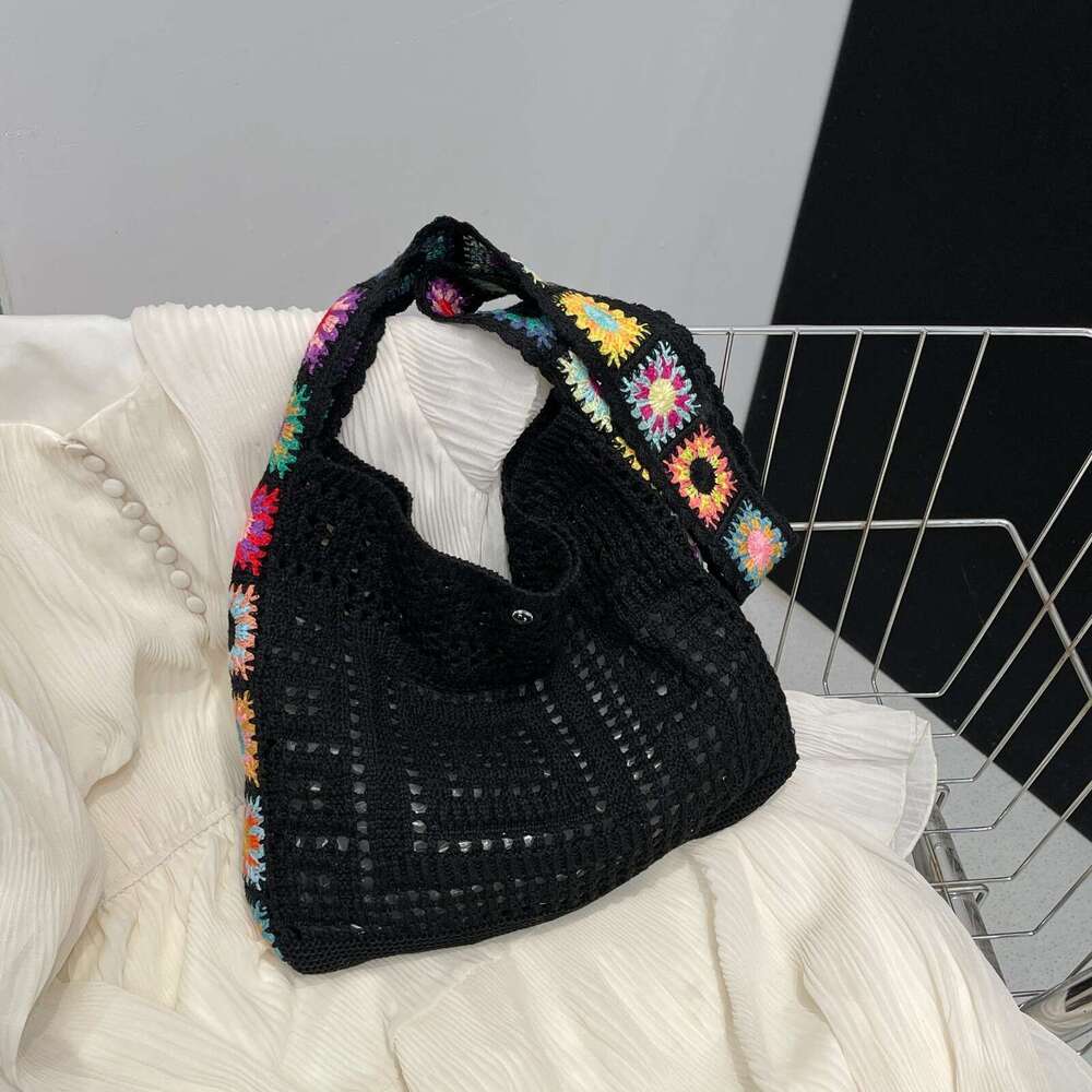 2025 NEW Korean Dongdaemun Fashion Bohemian Style Knitted Crossbody Shoulder Hook Women's Bag
