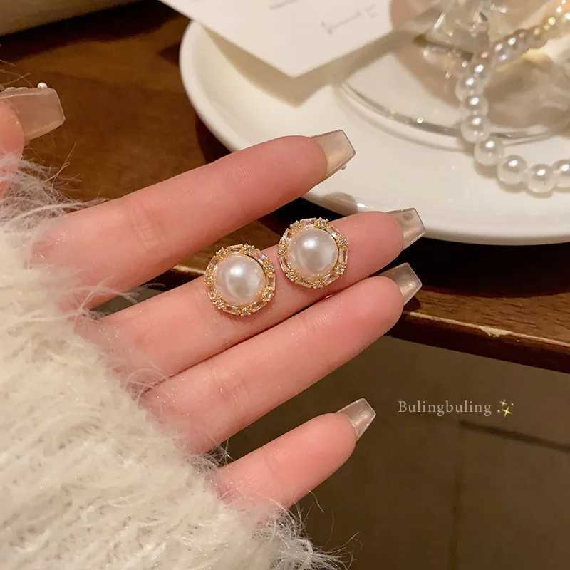 Light Luxury Simple Elegant Geometric Imitation Pearl Stud Earrings For Women Fashion Cute Sweet Jewelry Accessories Party Gifts Y250401