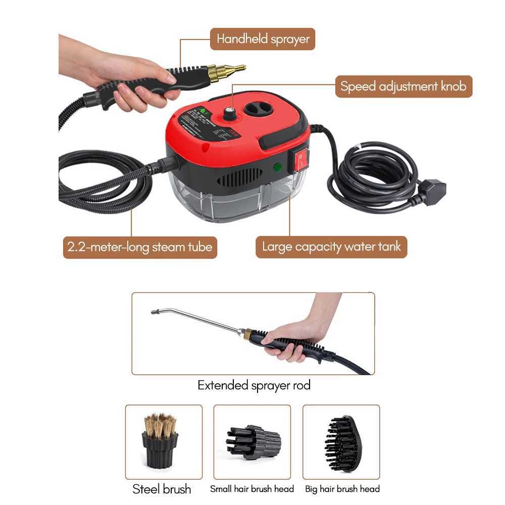 2500W Portable Handheld Steam Cleaner High Temperature Pressurized Steam Cleaning Machine with Brush Heads for Furniture Car z250402