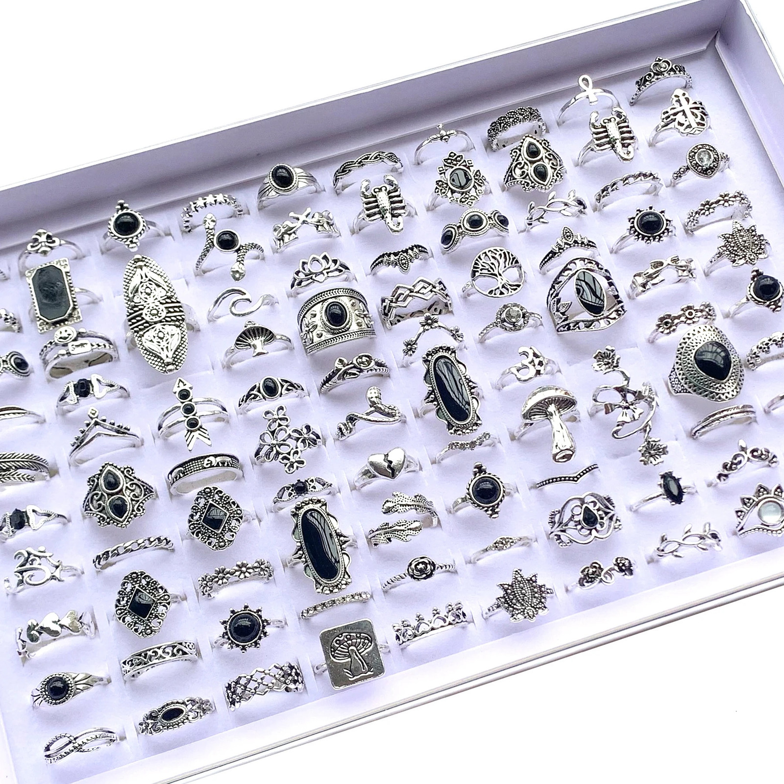 203050pcs Bulk Mix n Bohemia Vintage Rings For Women Ancient Silver Plated Metal Fashion Charms Party Gift Finger Jewelry 251031