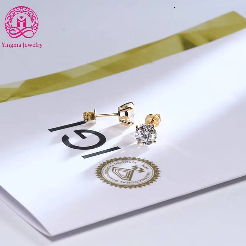 IGI Certificate Classic 4 Prongs Diamond Stud Earrings 14K Solid Gold Jewelry D VS1 Lab Diamond Stud Earrings for Men Women