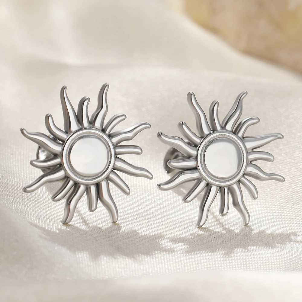 Stainless steel earrings vintage fashion elegant temperature plant sunflower earrings womens jewelry daily decoration Y250401
