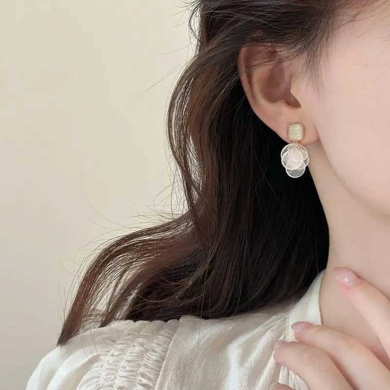 Light Luxury Niche Design Round Resin Tassel Dangle Earrings For Women Fashion Elegant Crystal Metal Jewelry Accessories Gifts Y250401