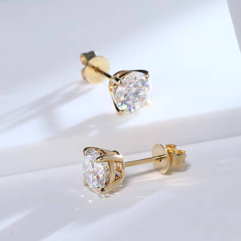 IGI Certificate Classic 4 Prongs Diamond Stud Earrings 14K Solid Gold Jewelry D VS1 Lab Diamond Stud Earrings for Men Women