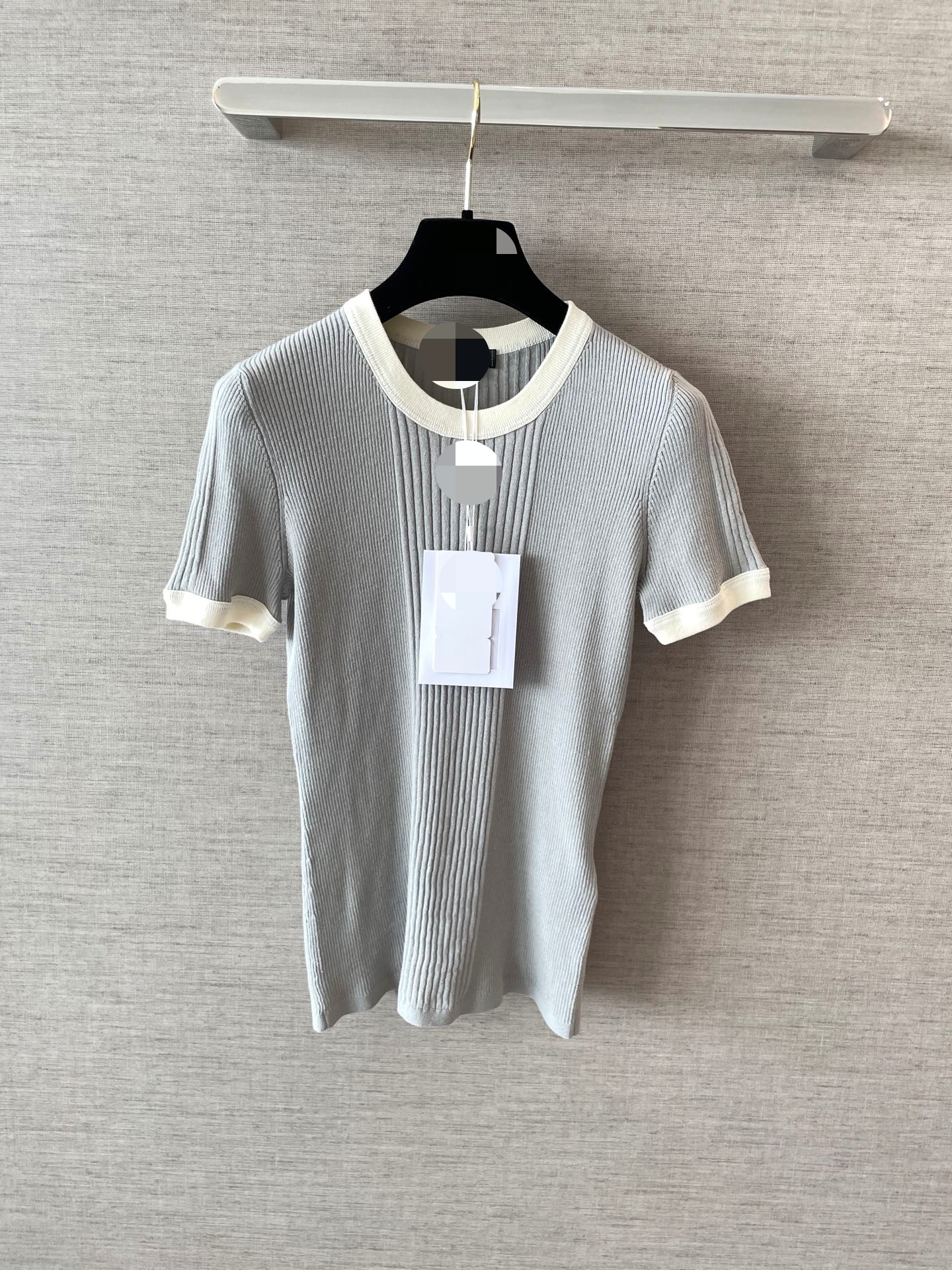 20016 2025 Runway Autumn Brand SAme Style Sweater Grey High Quality Short Sleeve Crew Neck Womens Clothes High Quality Womens fa