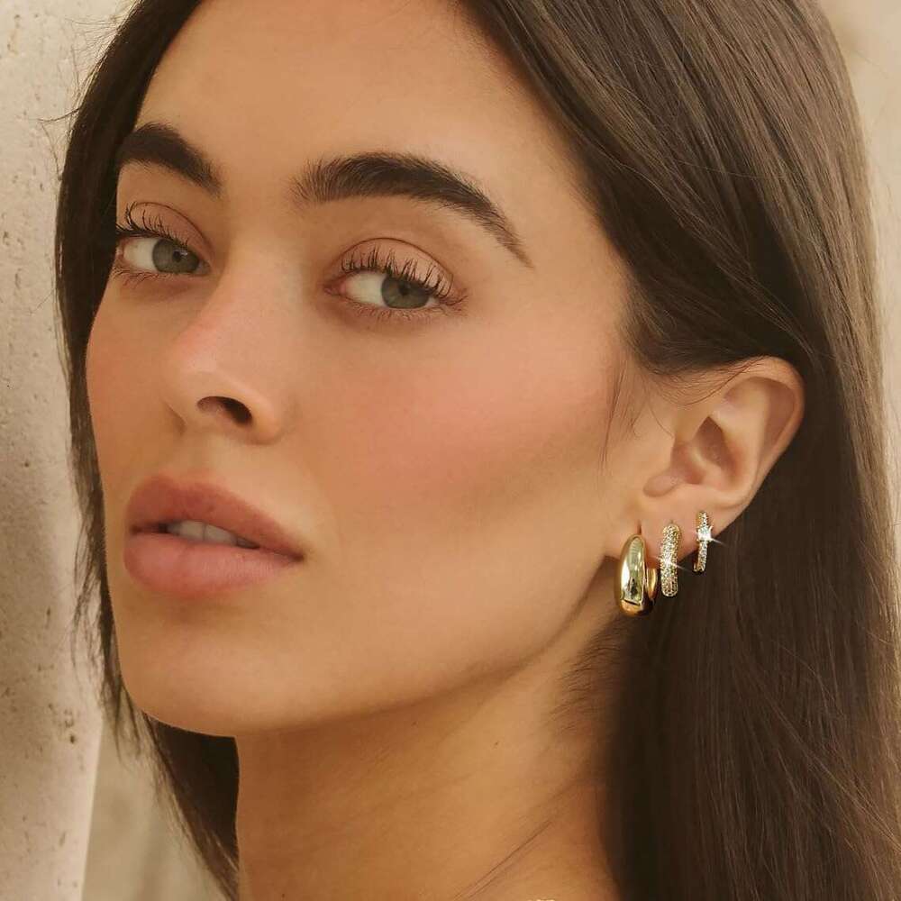 Set Trendy, 14K Gold Plated Lightweight Small Gold/Sier Hoop for Women Chunky Open Hoops Earrings Jewelry Gifts