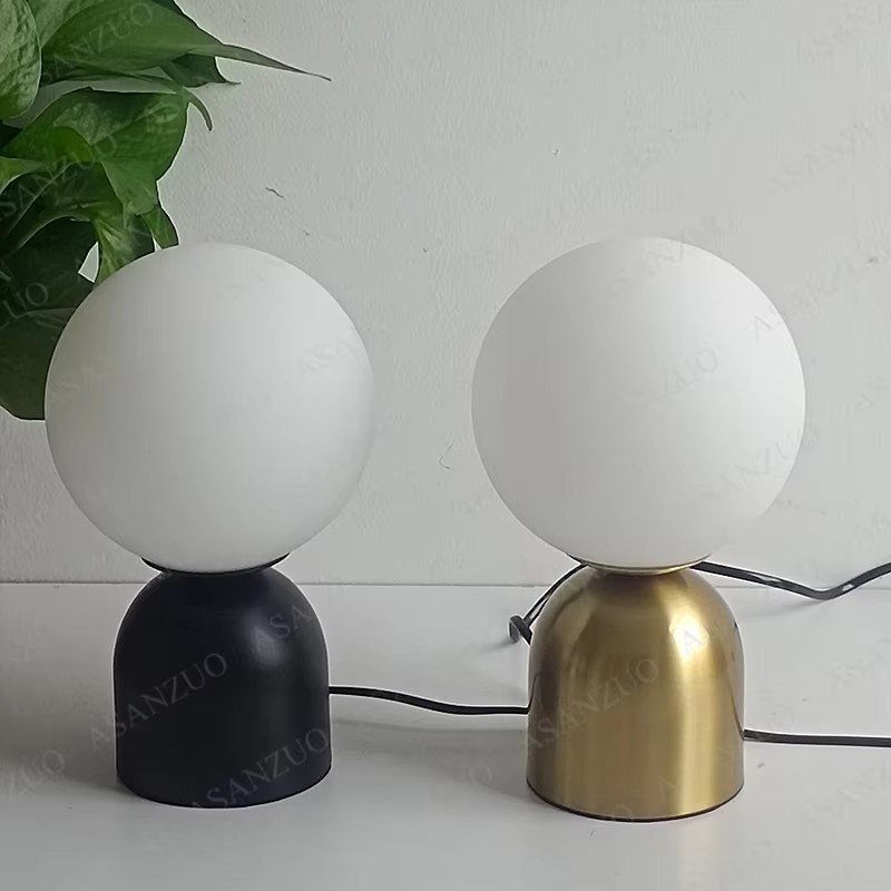 Nordic Glass Ball Table Lamp Gold Home Decor Living Room Office Bedroom Bedside Night Lights Reading Light