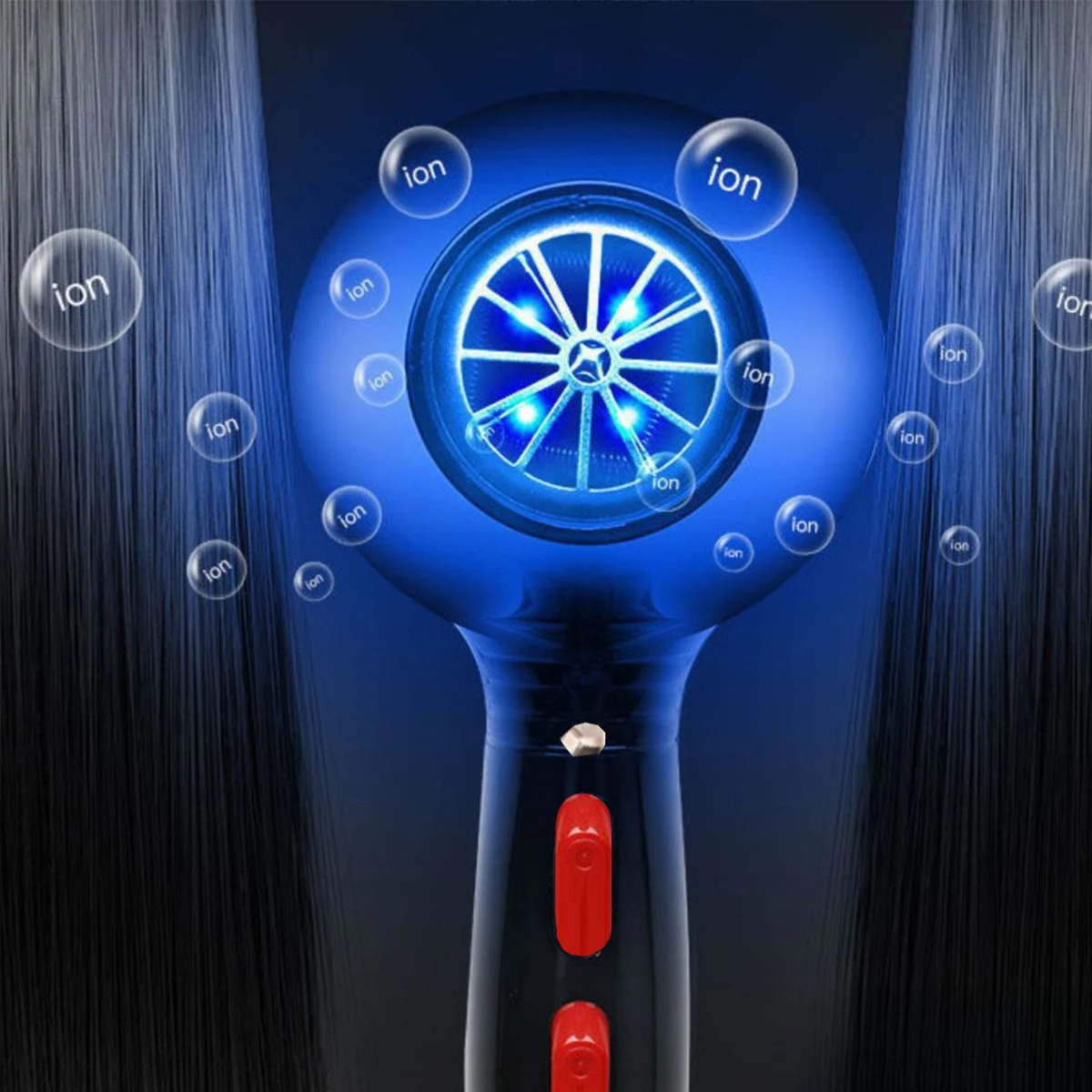 110V Professional Hair Dryer 6000W Curler Black ion Silent Voltage 110V 251030