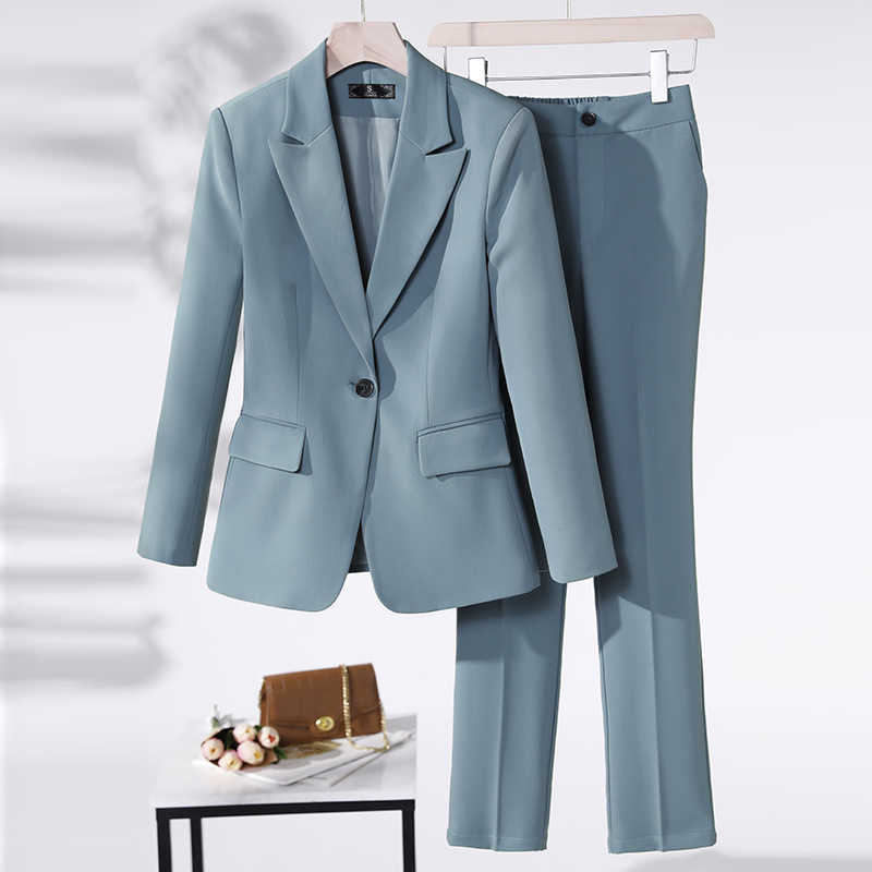 F331Elegant Green Women's Suit Blazer - Trendy Korean Fashion with a Relaxed Fit for Spring & Fall