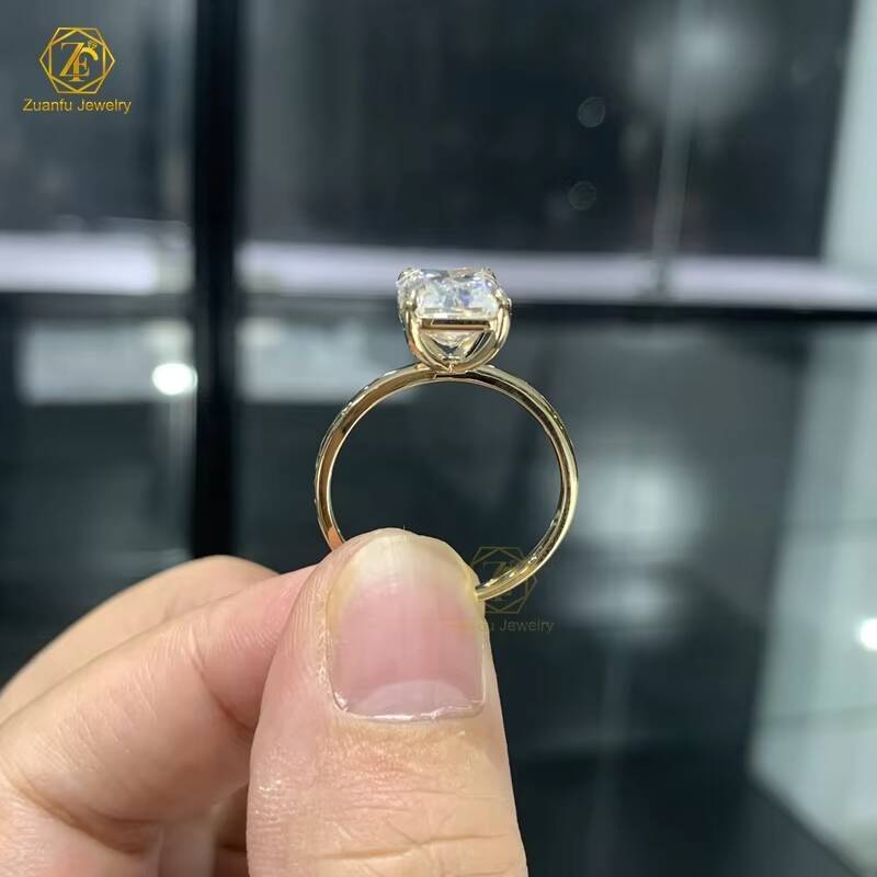 8x10mm Radiant Cut 4 Ct Moissanite Ring 925 Sterling Silver 18K Yellow Gold Plate Wedding Ring