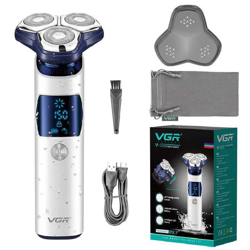 VGR 3D Pro electric shaver for mens washable beard rotating electric shaver rechargeable facial shaver wet USB Z250402