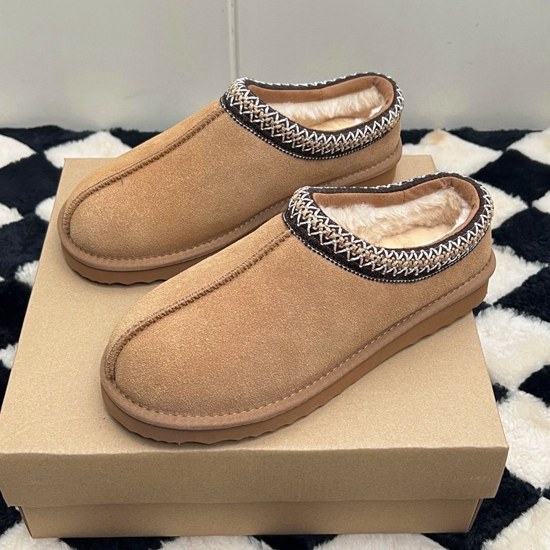 MEOD Slippers Shoes Flat Heel Snow Boots Designer Womens Fashion Tazz Scuffs Ultra Mini Chestnut Wool Slides Fluffy Leather Women Slider With Box
