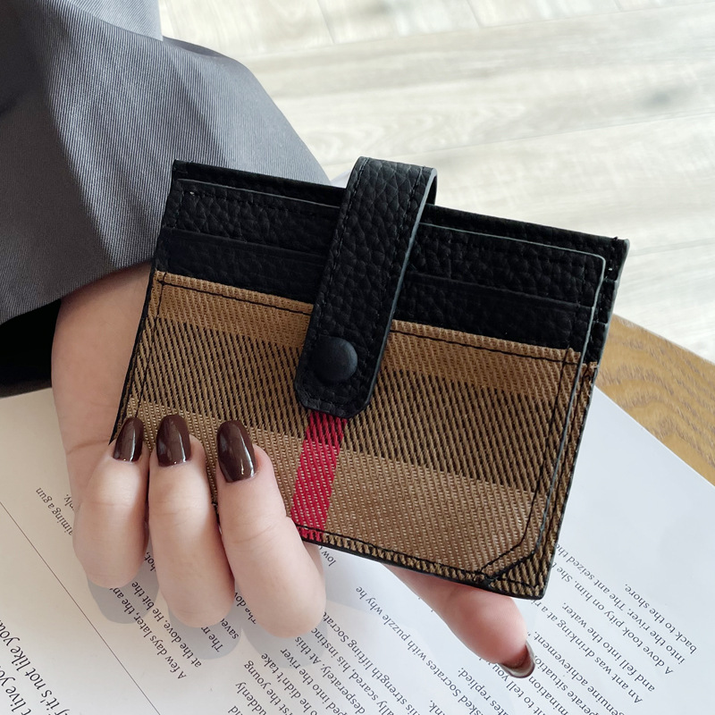 Free Shipping Luxury Card Holders Women's Genuine Leather Slim Card Holder, Multi Slot Wallet with ID Window, Color Block Mini Zip Around Coin Pu