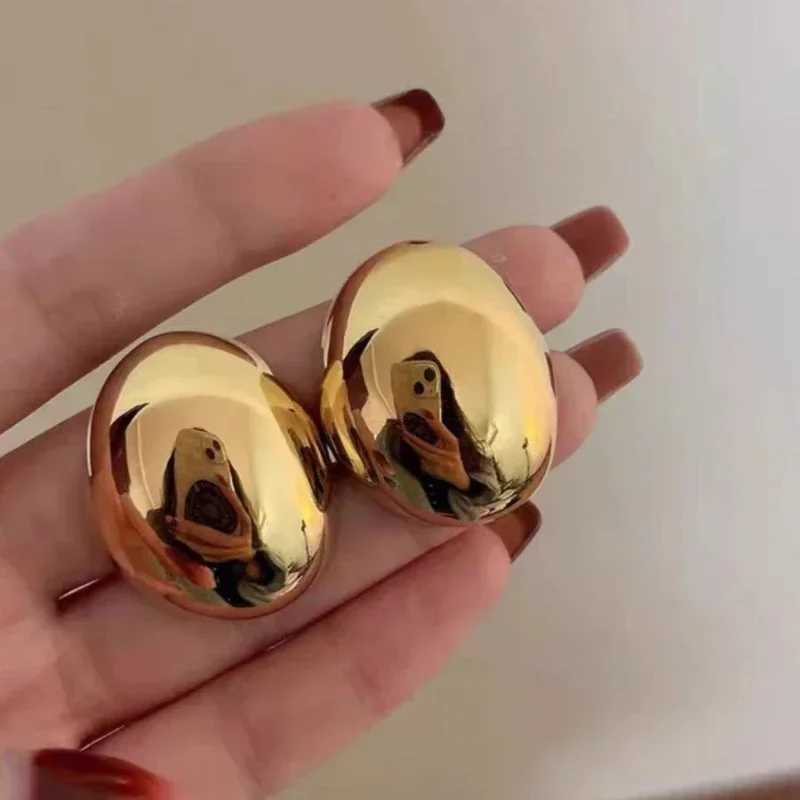 Personality Exaggerate Water Drop Oval Gloss Gold Silver Metal Earrings Suitable for Women Fashion Earrings Y250401