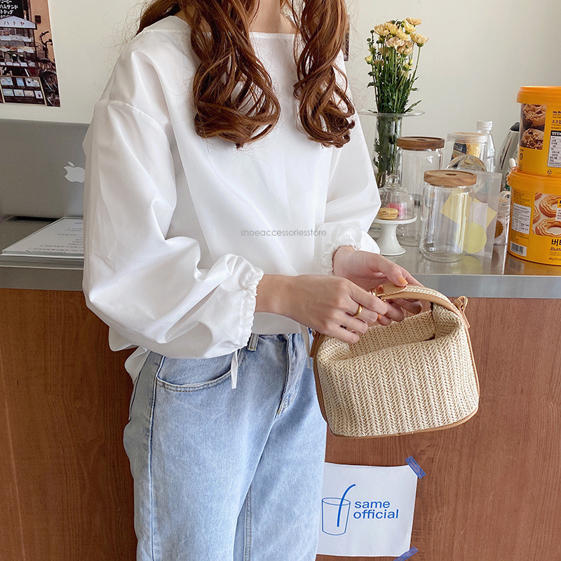 New Free Shipping Designer Bag South Korea Dongdaemun Ins Grass Woven Small Casual Women's Handbag Shoulder Crossbody Bag 2025 Summer New Item