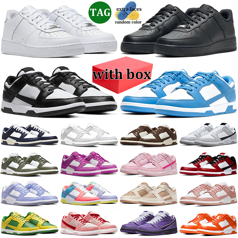 Free shipping with box running designer shoes men women classic sneakers 1s low triple black white grey blue brown pink mens womens outdoor forc 1 af1s trainers