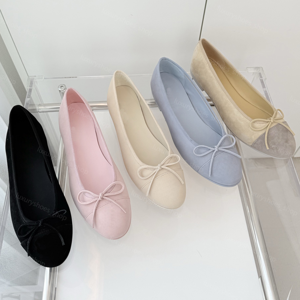 New Suede Cap Toe Ballerina Flats Denim womans flat shoes Genuine Leather shoes designer woman loafers Dress Shoes Casual Shoes Luxury Designer Wedding Party 35-42