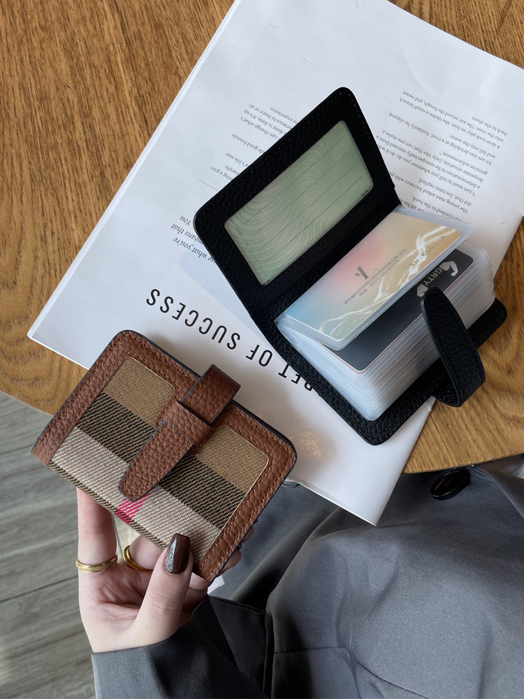 Designer Wallet 2025 New Striped Women's Card Holder, Genuine Leather Slim Wallet with Driver's License Window & Multi Card Slots, High Capa