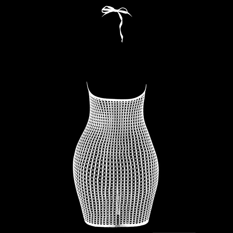 1 piece of womens sexy fishnet cover no bikini hollow see through tight dress beachwear summer swimsuit DS140 250328
