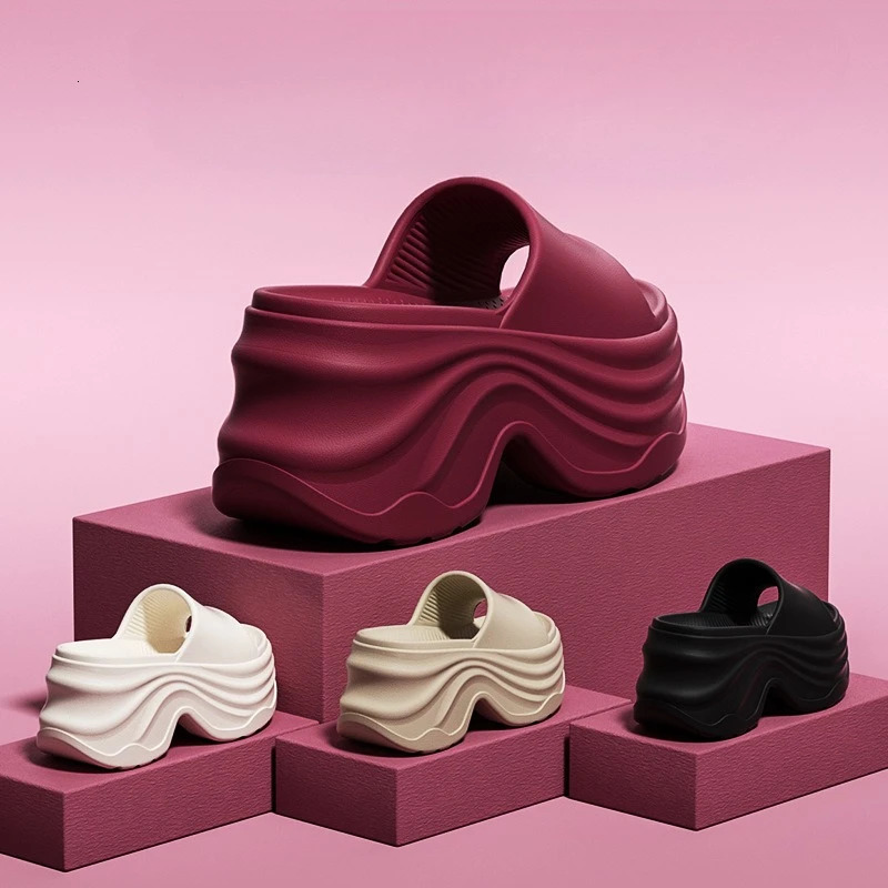 YNPO Solid Color EVA Platform Slippers Women Thick Sole Non Slip Beach Slides Sandals Lady Summer Soft Sole Wedge Heel Slipper 251030