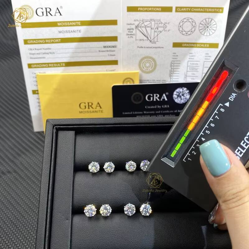 Vintage 2025 Silver 925 6 Prong Simple Stone Round Shape 65mm DVVS Moissanite Stud Earrings