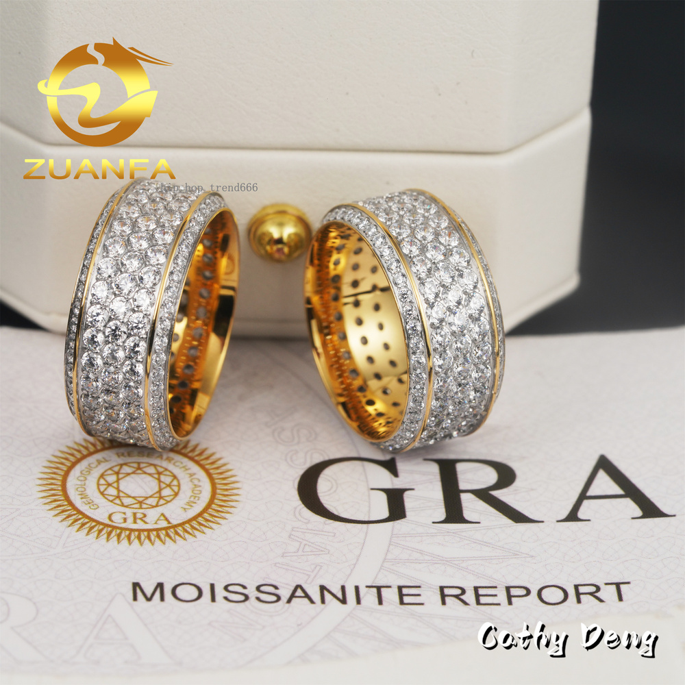 Wholesale Price Iced Out Moissanite Diamond Cuban Rings 316L Stainless Steel Hip Hop Ring Men Diamond Ring