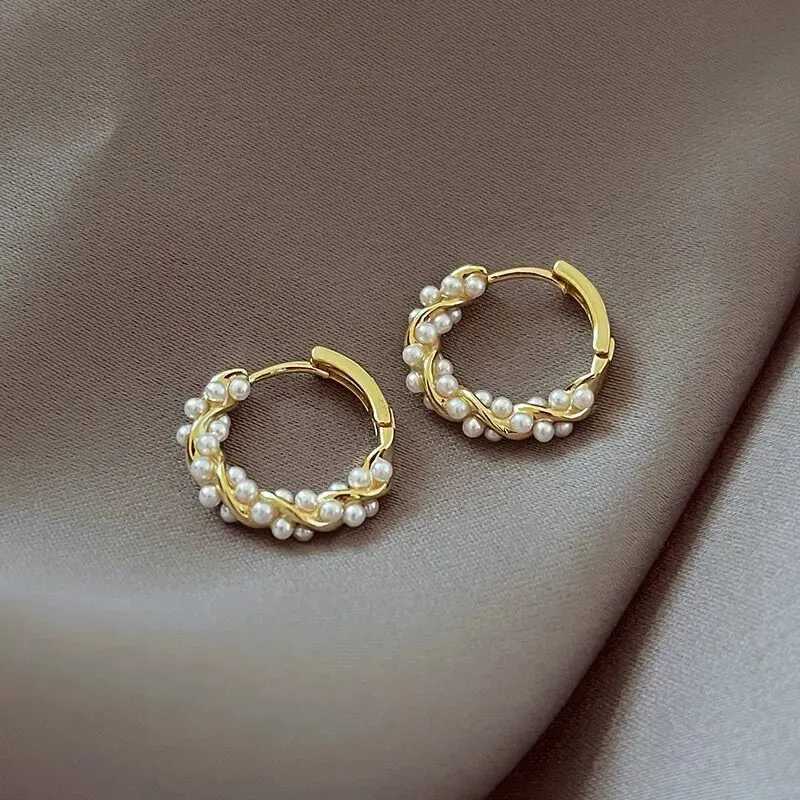 French imitation pearl round earrings small ring earrings new design textured earrings elegant jewelry gifts Y250401