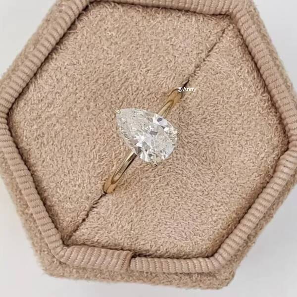 GRA 3CT Pear Cut Moissanite Engagement Ring 14K Yellow Gold Wedding Ring Tear Drop Solitaire Promise Diamond Rings for Women