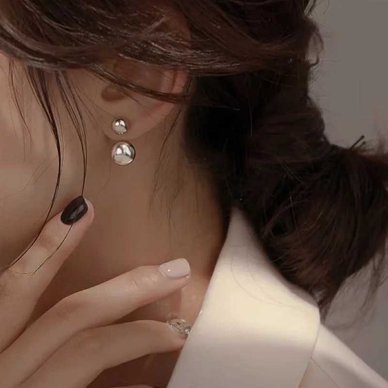 925 silver needle double round ball charm stud earrings suitable for womens barbecue parties weddings womens pendant eh1422 Y250401