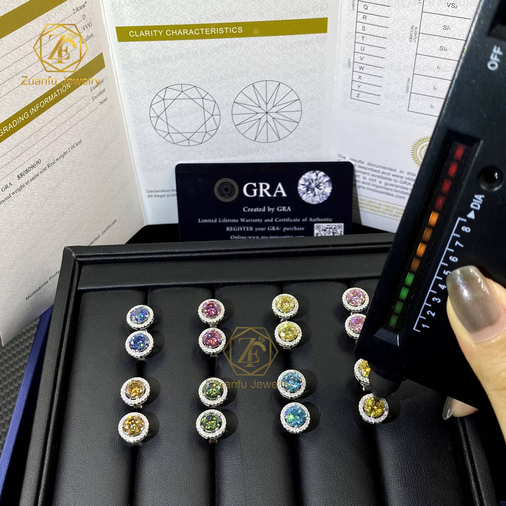 Luster Best Ladies 18K Gold Plated 925 Silver Halo Round Brilliant Cut Moissanite Stud Earring Jewelry