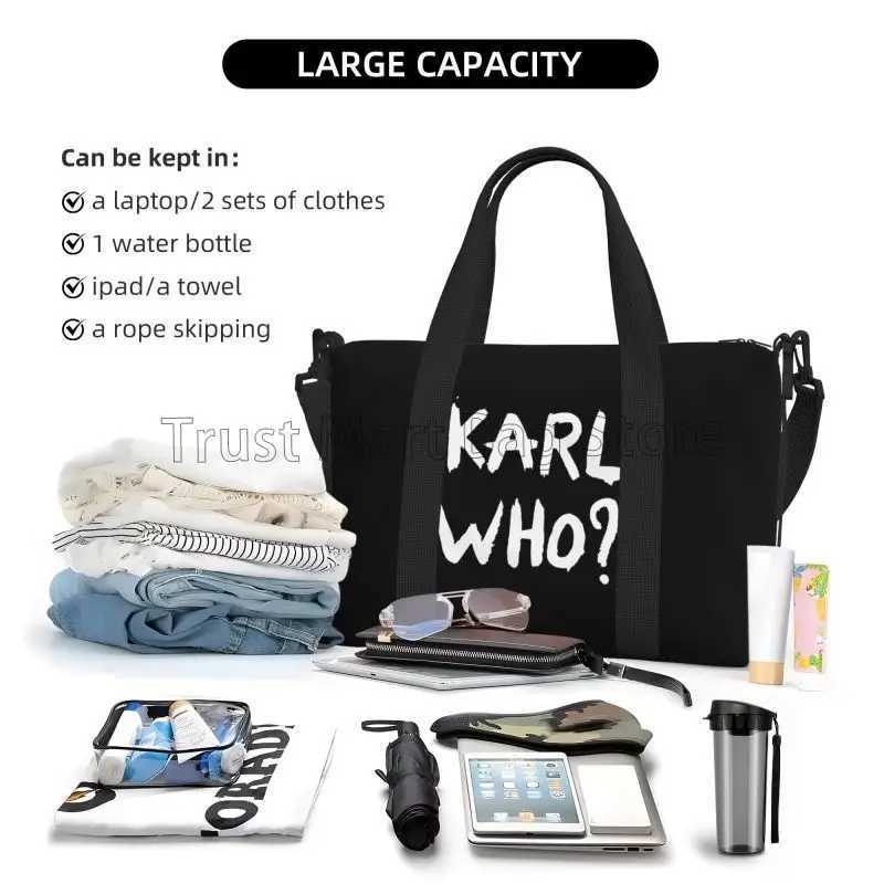 Karl Who Travel Bag Foldable Lightweight Waterproof Weekend Backpack with Shoulder Strap Sports Fitness Travel Bag Y250402