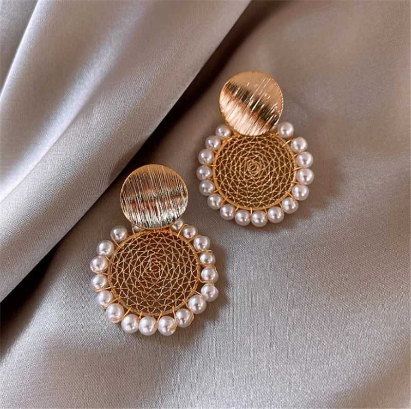 Xiyanike Geometric Round Pearl Earrings Temperature Online Celebrity Earrings Personalized Design Earrings New 2021 Y250401