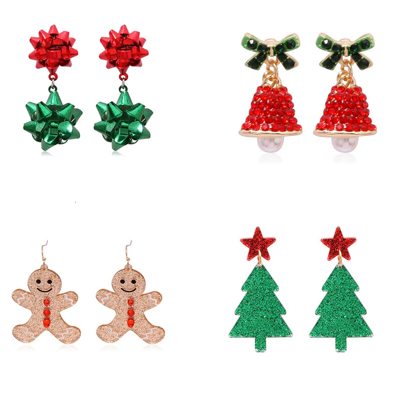 Christmas Dangle Earrings for Women Lovely Santa Claus Snowman Bell Christmas Tree Drop Earrings Xmas Jewelry Gift for Girls 251031