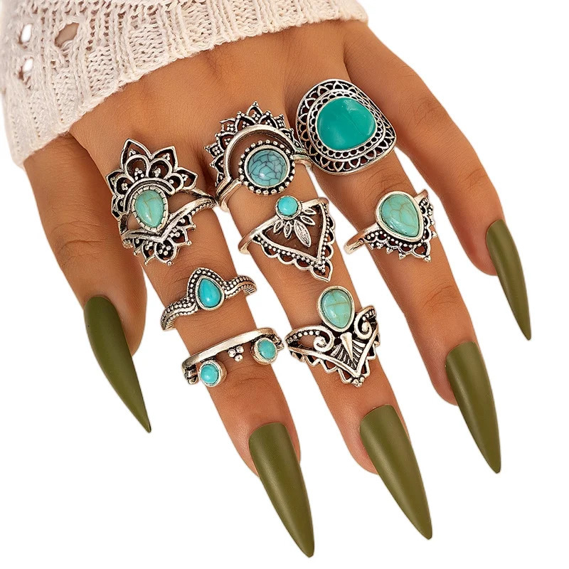 50pcsLot Wholesale n Vintage Black Acrylic Stone Finger Rings For Woman Party White Enamel Personality Bohemia Jewelry 251031