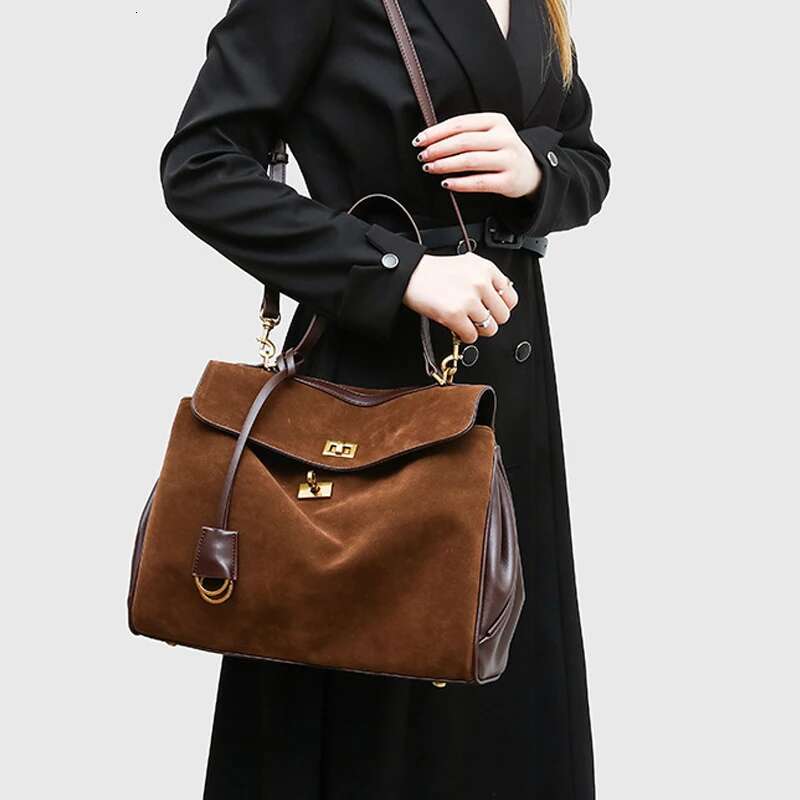 Rodeo Bag Leather Shoulder Crossbody Kelly Bags Women's Large Capacity Advanced Lock Fashion High Sense Underarm Bag