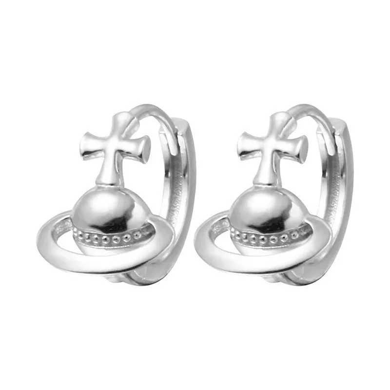 Fashionable planet ring earrings for women Korean niche exquisite earrings French retro simple temperature stud earrings jewelry Y250401