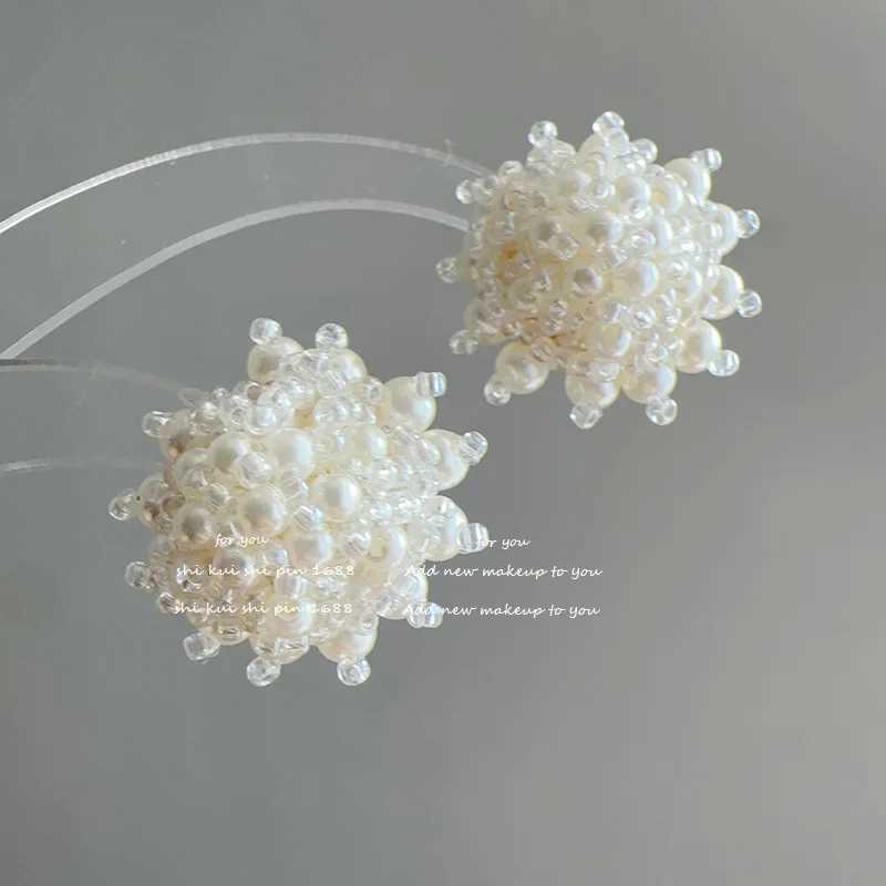 2025 New Arrival Spring Solid Color Crystal Imitation Pearl Stud Earrings For Women Fashion Sweet Geometry Jewelry Gifts Y250401