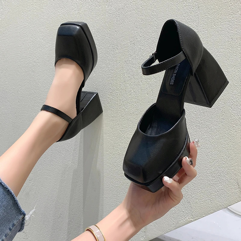 Womens Thick High Heels SpringSummer Waterproof Platform Simple Black soled Elegant Shoes 250402BJ - view 3